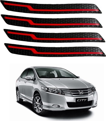 Oshotto Rubber Car Bumper Guard(Black, Red, Pack of 4, Honda, City)