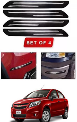 RONISH Microfibre, Silicone, Stainless Steel, Rubber Car Bumper Guard(Black, Silver, Pack of 4, Chevrolet, Sail)