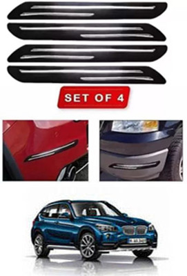 RONISH Microfibre, Silicone, Stainless Steel, Rubber Car Bumper Guard(Black, Silver, Pack of 4, BMW, X1)