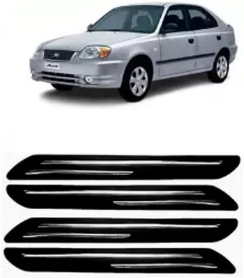 GS Grow n Shine Rubber Car Bumper Guard(Black, Silver, Pack of 4, Hyundai, Accent)