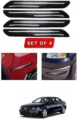 RONISH Microfibre, Silicone, Stainless Steel, Rubber Car Bumper Guard(Black, Silver, Pack of 4, Universal For Car, A4)