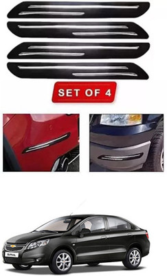 RONISH Microfibre, Silicone, Stainless Steel, Rubber Car Bumper Guard(Black, Silver, Pack of 4, Chevrolet, Sail)