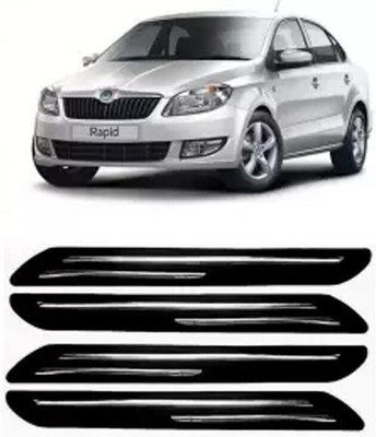 GS Grow n Shine Rubber Car Bumper Guard(Black, Silver, Pack of 4, Skoda, Rapid)