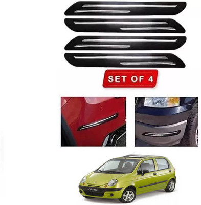 RONISH Microfibre, Silicone, Stainless Steel, Rubber Car Bumper Guard(Black, Silver, Pack of 4, Mahindra, Universal For Car)