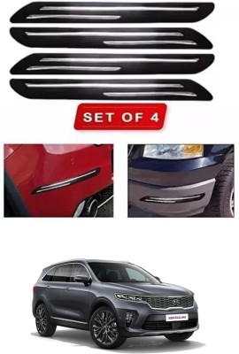 RONISH Microfibre, Silicone, Stainless Steel, Rubber Car Bumper Guard(Black, Silver, Pack of 4, Kia, Universal For Car)