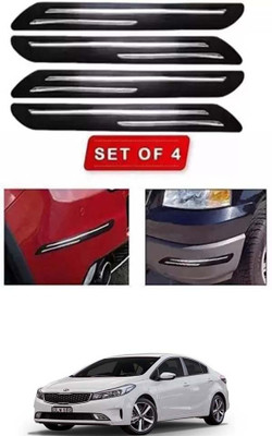 RONISH Microfibre, Silicone, Stainless Steel, Rubber Car Bumper Guard(Black, Silver, Pack of 4, Kia, Universal For Car)