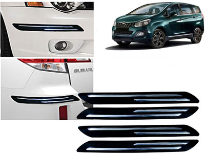Selifaur Plastic, Rubber Car Bumper Guard(Black, Silver, Pack of 4 Pcs Double Chrome Bumper Protector, Mahindra, ML)
