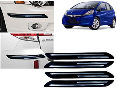 Selifaur Plastic, Rubber Car Bumper Guard(Black, Silver, Pack of 4 Pcs Double Chrome Bumper Protector, Honda, Jazz)