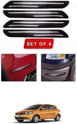 RONISH Microfibre, Silicone, Stainless Steel, Rubber Car Bumper Guard(Black, Silver, Pack of 4, Tata, Universal For Car)