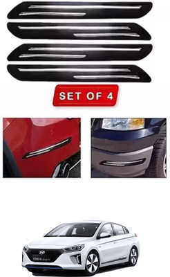 RONISH Microfibre, Silicone, Stainless Steel, Rubber Car Bumper Guard(Black, Silver, Pack of 4, Hyundai, Universal For Car)