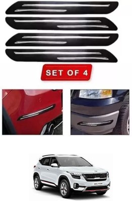 RONISH Microfibre, Silicone, Stainless Steel, Rubber Car Bumper Guard(Black, Silver, Pack of 4, Kia, Universal For Car)