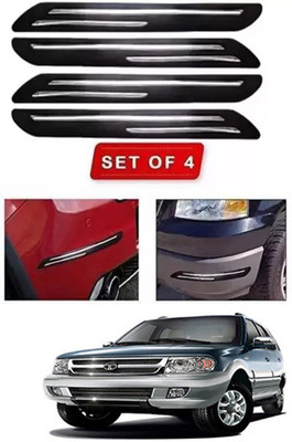 RONISH Microfibre, Silicone, Stainless Steel, Rubber Car Bumper Guard(Black, Silver, Pack of 4, Tata, Universal For Car)