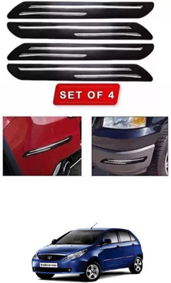 RONISH Microfibre, Silicone, Stainless Steel, Rubber Car Bumper Guard(Black, Silver, Pack of 4, Tata, Universal For Car)