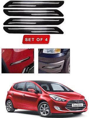 RONISH Microfibre, Silicone, Stainless Steel, Rubber Car Bumper Guard(Black, Silver, Pack of 4, Hyundai, Santro)