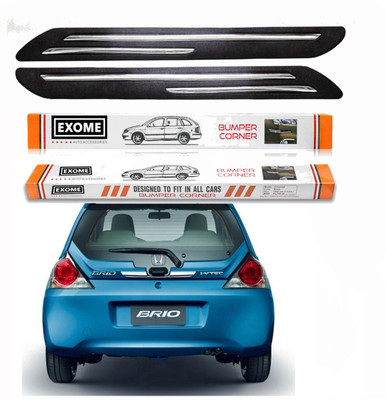 EXOME Rubber, Stainless Steel Car Bumper Guard(Black, Pack of 4, Honda, Brio)