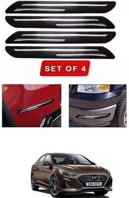 RONISH Microfibre, Silicone, Stainless Steel, Rubber Car Bumper Guard(Black, Silver, Pack of 4, Hyundai, Universal For Car)