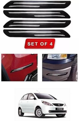 RONISH Microfibre, Silicone, Stainless Steel, Rubber Car Bumper Guard(Black, Silver, Pack of 4, Tata, Indica Vista)