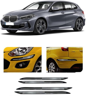 RWT Stainless Steel, Plastic Car Bumper Guard(Black, Silver, Pack of 4, BMW, 1 Series)