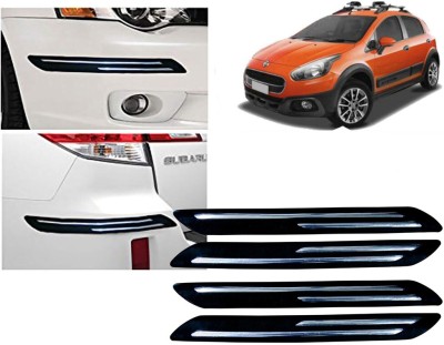 Selifaur Plastic, Rubber Car Bumper Guard(Black, Silver, Pack of 4 Pcs Double Chrome Bumper Protector, Fiat, Avventura)