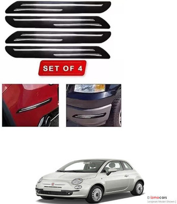 RONISH Microfibre, Silicone, Stainless Steel, Rubber Car Bumper Guard(Black, Silver, Pack of 4, Fiat, Universal For Car)