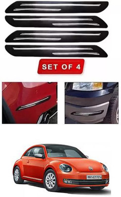 RONISH Microfibre, Silicone, Stainless Steel, Rubber Car Bumper Guard(Black, Silver, Pack of 4, Volkswagen, Beetle)