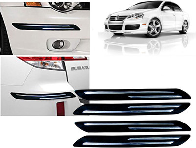 Selifaur Plastic, Rubber Car Bumper Guard(Black, Silver, Pack of 4 Pcs Double Chrome Bumper Protector, Volkswagen, Jetta)