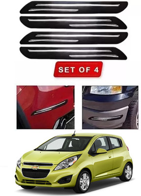 RONISH Microfibre, Silicone, Stainless Steel, Rubber Car Bumper Guard(Black, Silver, Pack of 4, Chevrolet, Spark)