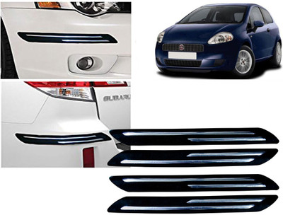 Selifaur Plastic, Rubber Car Bumper Guard(Black, Silver, Pack of 4 Pcs Double Chrome Bumper Protector, Fiat, Grand Punto)