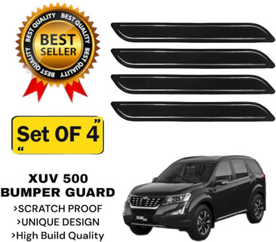Dylon Silver Plated Car Bumper Guard(Black, Pack of Bumper Protector with Double Chrome Strip for All Cars 4Pcs, Mahindra, XUV300 W4)