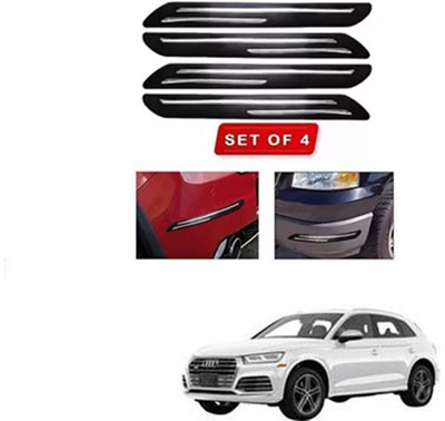 RONISH Microfibre, Silicone, Stainless Steel, Rubber Car Bumper Guard(Black, Silver, Pack of 4, Audi, Universal For Car)