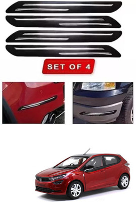 RONISH Microfibre, Silicone, Stainless Steel, Rubber Car Bumper Guard(Black, Silver, Pack of 4, Tata, Universal For Car)
