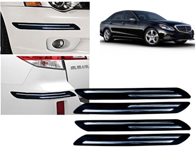 Selifaur Plastic, Rubber Car Bumper Guard(Black, Silver, Pack of 4 Pcs Double Chrome Bumper Protector, Mercedes Benz, E-Class)