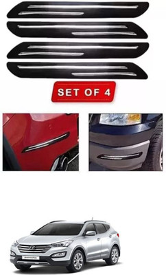 RONISH Microfibre, Silicone, Stainless Steel, Rubber Car Bumper Guard(Black, Silver, Pack of 4, Hyundai, SantaFe)