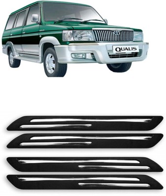 RWT Stainless Steel, Plastic Car Bumper Guard(Black, Silver, Pack of 4, Toyota, Qualis)