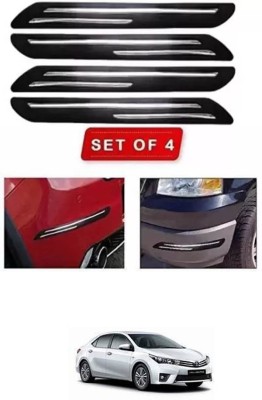 RONISH Microfibre, Silicone, Stainless Steel, Rubber Car Bumper Guard(Black, Silver, Pack of 4, Maruti, Altis)