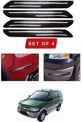 RONISH Microfibre, Silicone, Stainless Steel, Rubber Car Bumper Guard(Black, Silver, Pack of 4, Chevrolet, Tavera)