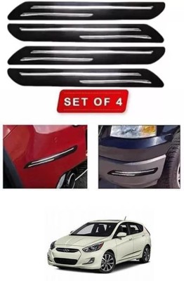 RONISH Microfibre, Silicone, Stainless Steel, Rubber Car Bumper Guard(Black, Silver, Pack of 4, Maruti, Accent)