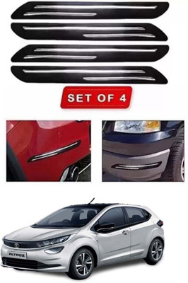 RONISH Microfibre, Silicone, Stainless Steel, Rubber Car Bumper Guard(Black, Silver, Pack of 4, Tata, Universal For Car)