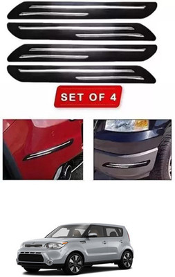 RONISH Microfibre, Silicone, Stainless Steel, Rubber Car Bumper Guard(Black, Silver, Pack of 4, Kia, Universal For Car)