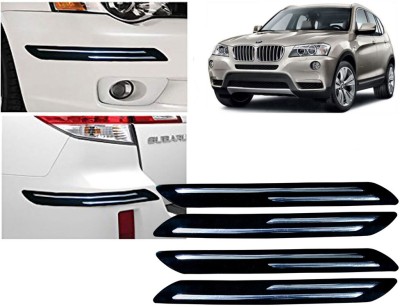 Selifaur Plastic, Rubber Car Bumper Guard(Black, Silver, Pack of 4 Pcs Double Chrome Bumper Protector, BMW, X3)