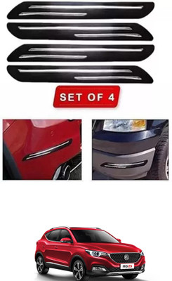 RONISH Microfibre, Silicone, Stainless Steel, Rubber Car Bumper Guard(Black, Silver, Pack of 4, MG, Universal For Car)