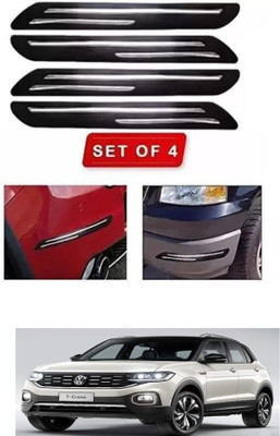 RONISH Microfibre, Silicone, Stainless Steel, Rubber Car Bumper Guard(Black, Silver, Pack of 4, Volkswagen, Universal For Car)