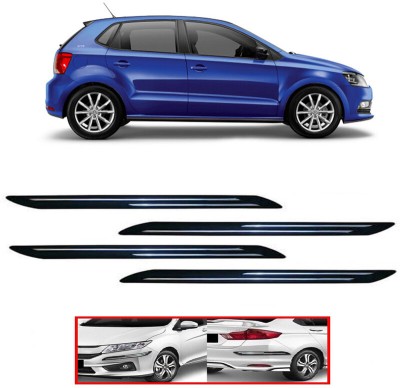 RWT Stainless Steel, Plastic Car Bumper Guard(Black, Silver, Pack of 4, Volkswagen, Polo GT)