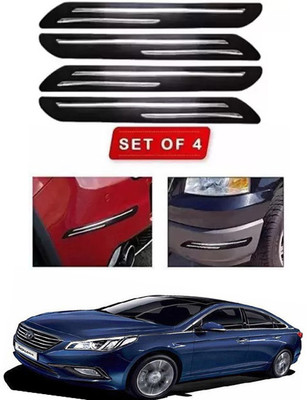 RONISH Microfibre, Silicone, Stainless Steel, Rubber Car Bumper Guard(Black, Silver, Pack of 4, Hyundai, Sonata Fluidic)