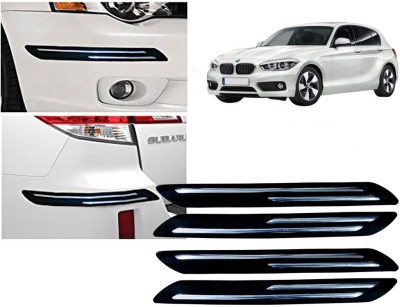 Selifaur Plastic, Rubber Car Bumper Guard(Black, Silver, Pack of 4 Pcs Double Chrome Bumper Protector, BMW, 1 Series)