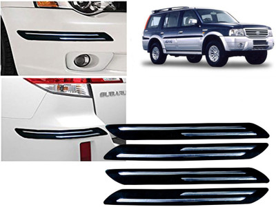 Selifaur Plastic, Rubber Car Bumper Guard(Black, Silver, Pack of 4 Pcs Double Chrome Bumper Protector, Ford, Endeavour)