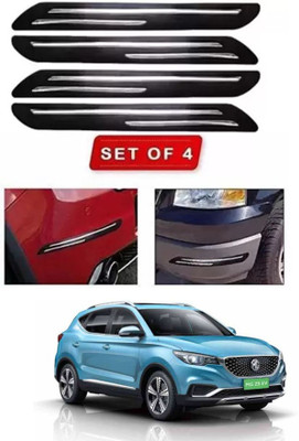 RONISH Microfibre, Silicone, Stainless Steel, Rubber Car Bumper Guard(Black, Silver, Pack of 4, MG, Universal For Car)