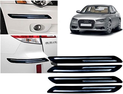 Selifaur Plastic, Rubber Car Bumper Guard(Black, Silver, Pack of 4 Pcs Double Chrome Bumper Protector, Audi, A6)