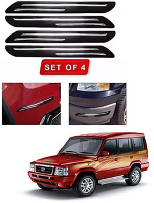 RONISH Microfibre, Silicone, Stainless Steel, Rubber Car Bumper Guard(Black, Silver, Pack of 4, Tata, Universal For Car)