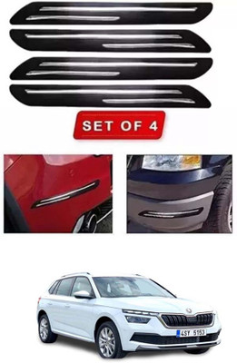 RONISH Microfibre, Silicone, Stainless Steel, Rubber Car Bumper Guard(Black, Silver, Pack of 4, Skoda, Universal For Car)